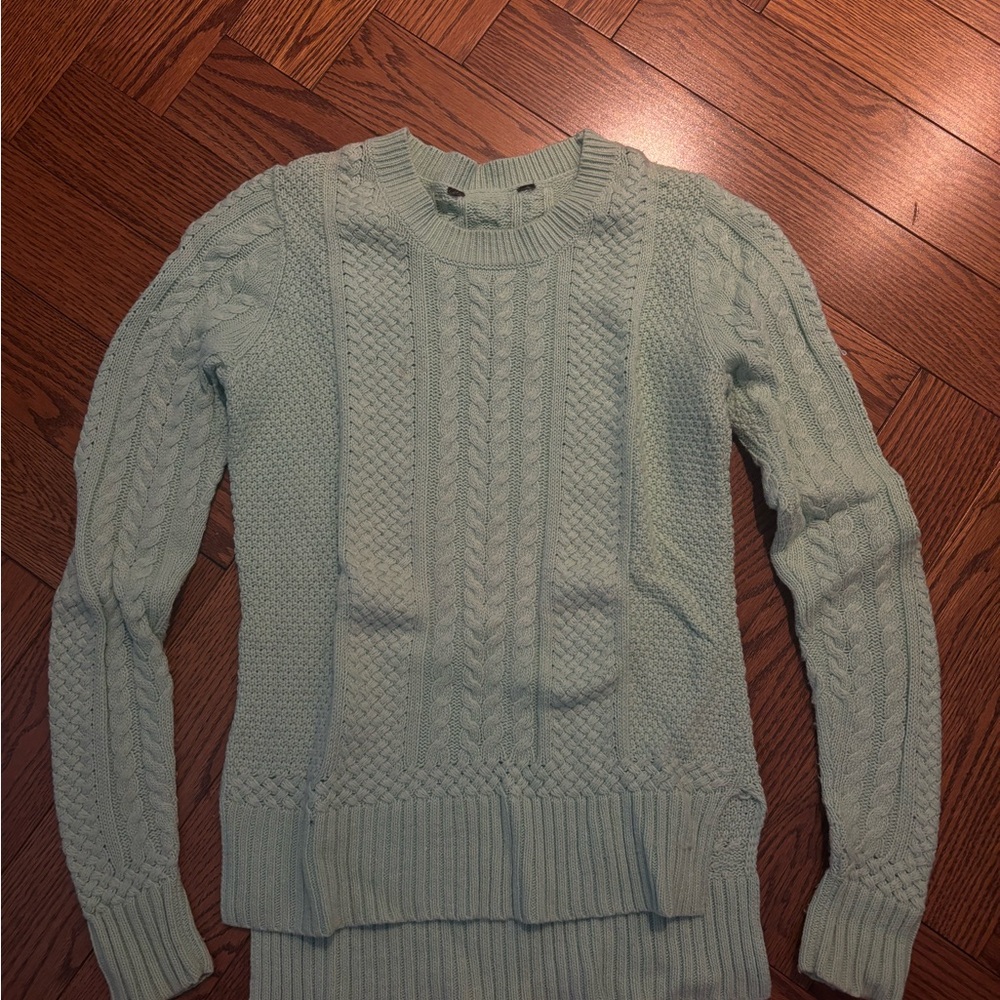 Mint Green Cable Knit Sweater